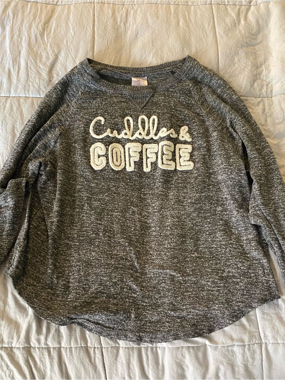 Secret Treasures Gray 'Cuddles & Coffee' Sweatshirt Top